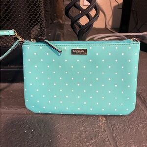 kate spade Turquoise Polka Dot Wristlet Clutch NWOT